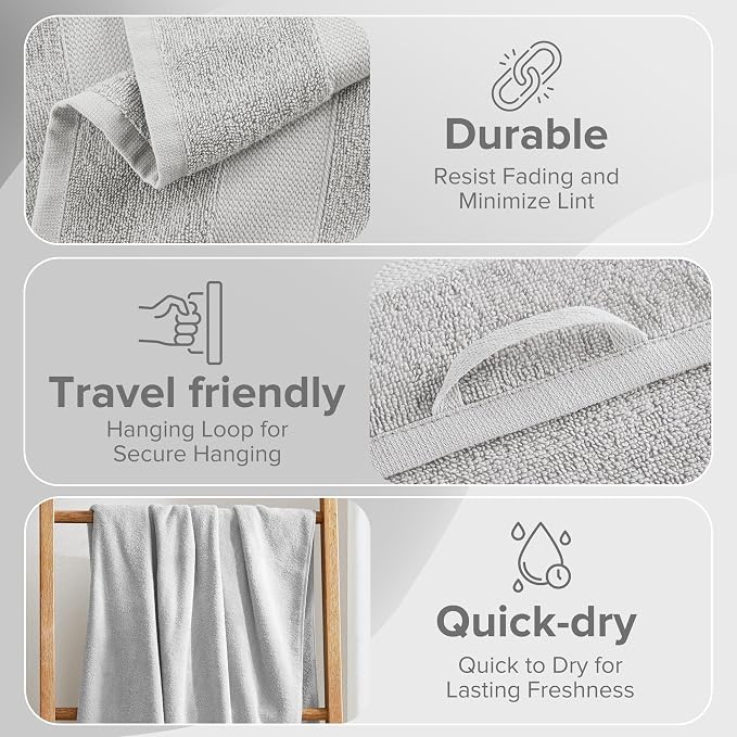 Comfort Spaces Turkish Bath Towel Set of 4 Piece 27x54 Medium 100% Cotton - Image 7