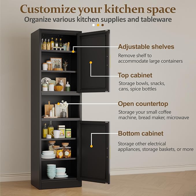 66.93" Tall Narrow Bathroom Cabinet, Steel Corner Floor Cabinet - Image 8