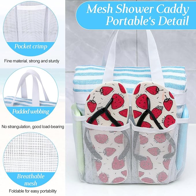 8 Packs Mesh Shower Caddy Portable Large Shower Caddy Dorm - Image 3