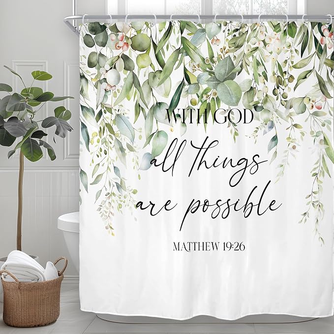 Riyidecor Sage Green Eucalyptus Leaves Shower Curtain by Riyidecor