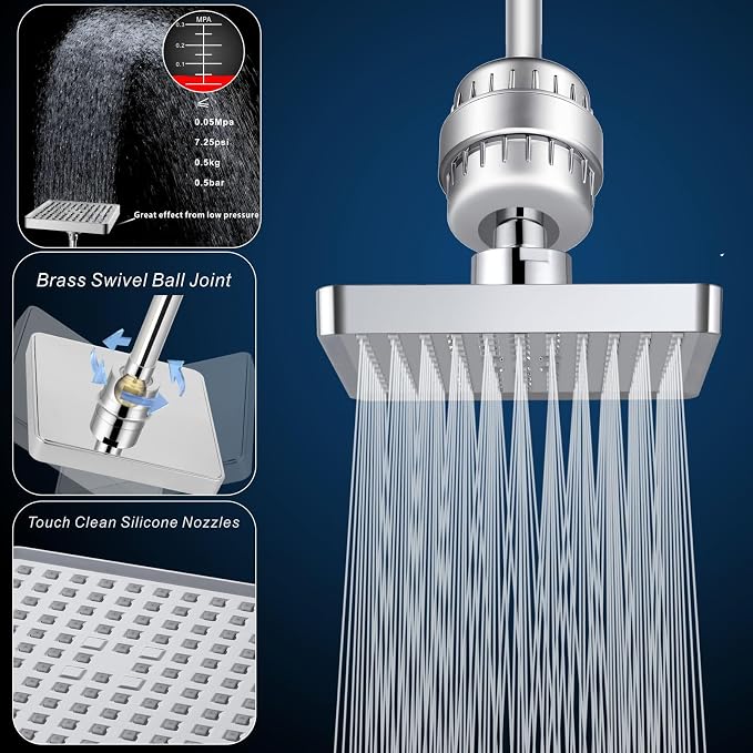 Voolan Filtered Shower Head Set, High Pressure Rain Shower - Image 5