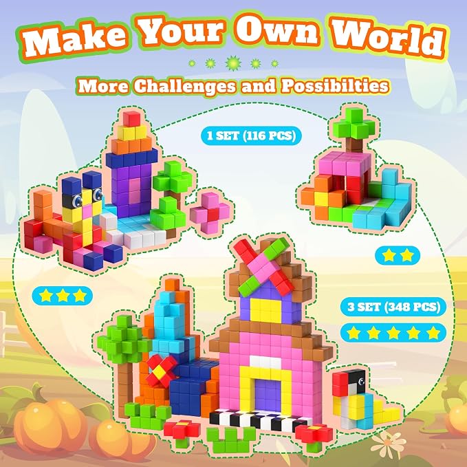 116 PCS Magnetic Blocks Set, STEM Educational Preschool Sensory Toys - Image 5