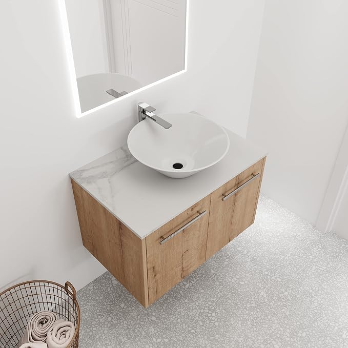 30 Inch Bathroom Vanity with Sink, Modern Wall Mount Floating Bathroom Vanity - Image 4