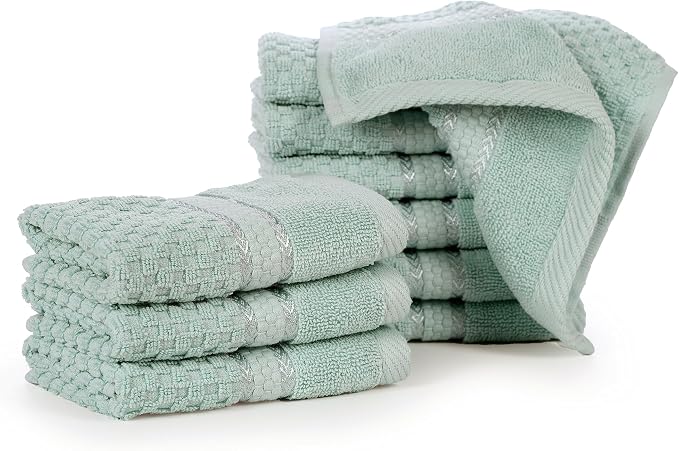 Ample Decor Mint Green Wash Cloth Set of 10 100% Cotton - Image 6