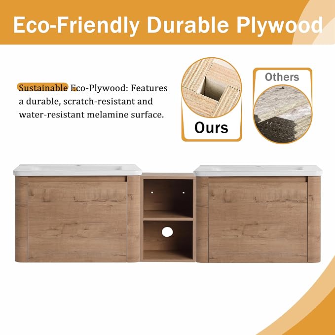 68 Inch Wall-Mounted Vanity - Image 7