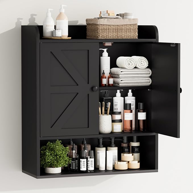 EasyCom 22" W x 26" H Bathroom Wall Cabinet, Farmhouse Medicine Cabinet by EasyCom