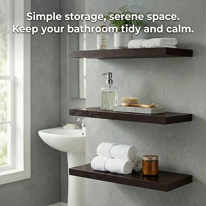 SAUMONIERES Floating Shelves Wall Shelf Solid Wood - Image 2