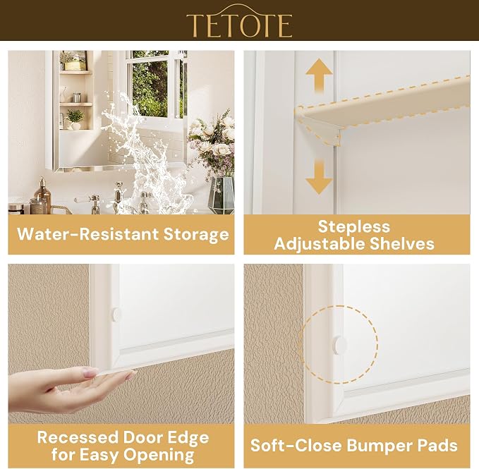 TETOTE 20 x 28 Bathroom Mirror Cabinet - Image 7