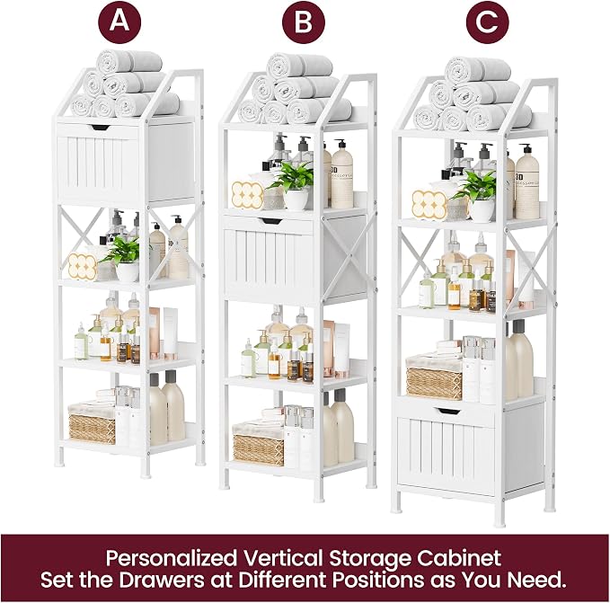 Bathroom Floor Cabinet, 5-Tier Bathroom Storage Organizer Rack - Image 6