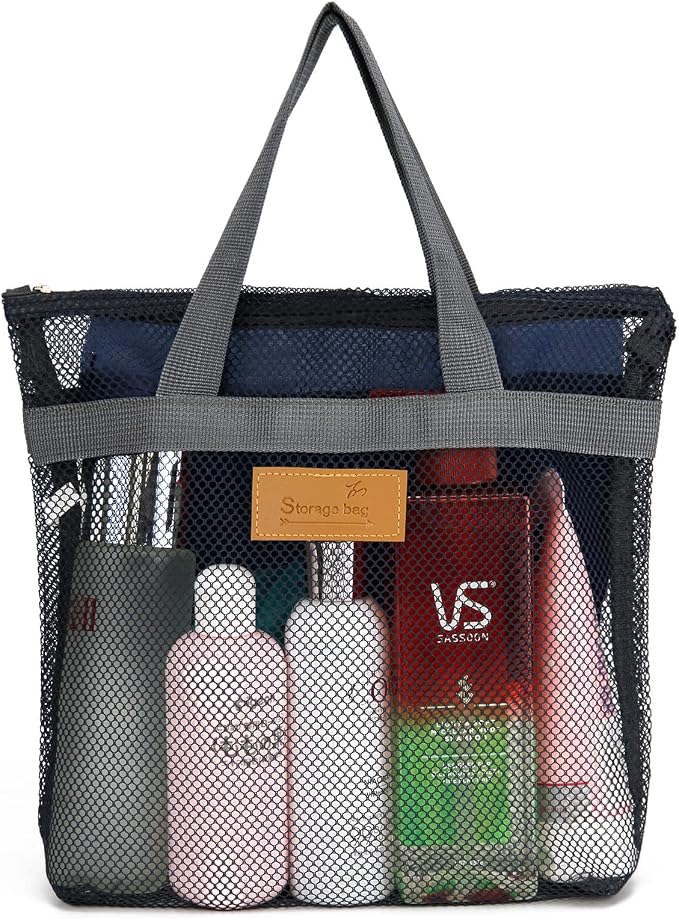 Mesh Shower Caddy Bag Portable Hanging Toiletry and Bath Organizer by TOPASION