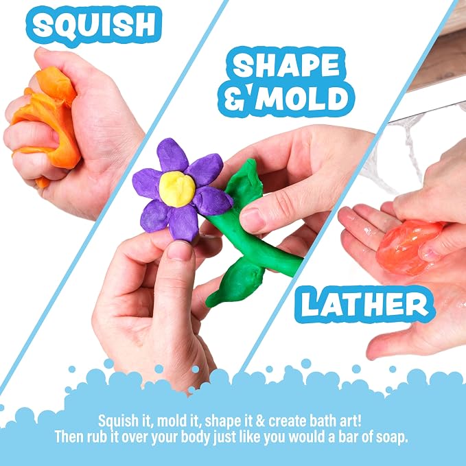Tub Works® Bath Dough™ Moldable Kids Soap Bath Toy, Variety 6 Pack | Shape - Image 3