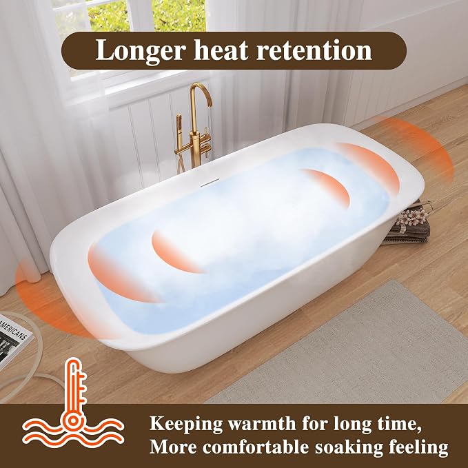 67" Acrylic Free Standing Tub, Stand Alone Tub, Freestanding Bathtub, Soaking - Image 6