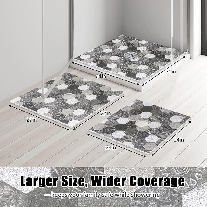 Square Shower Mat Non Slip: 24x24 Inch Shower Floor Mat - Image 7