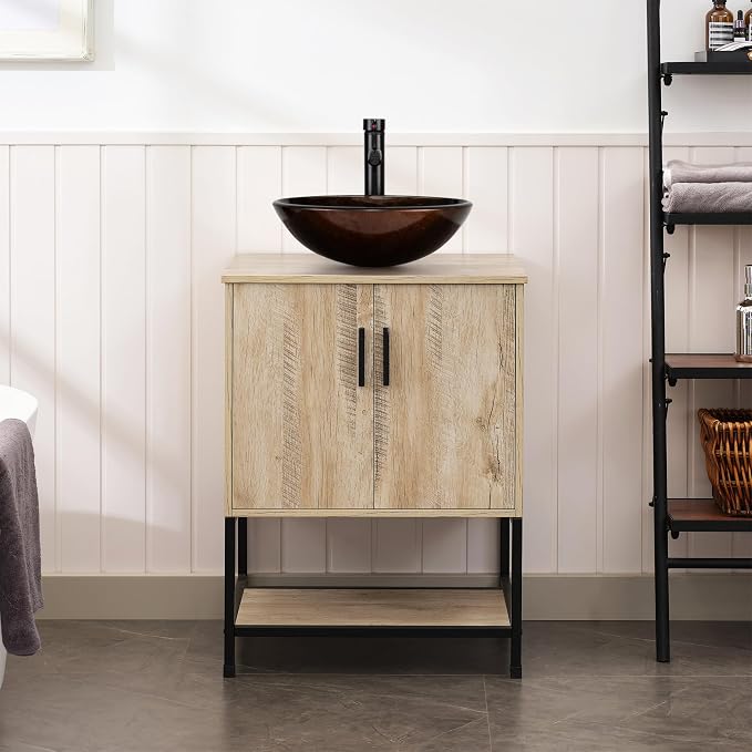 UEV 24" Bathroom Vanity, Oak Color Bathroom Vanity Set - Image 4