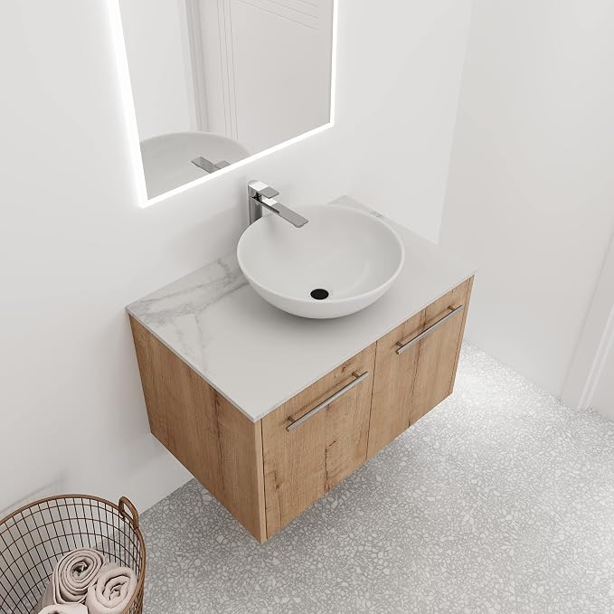 30 Inch Bathroom Vanity with Sink, Modern Wall Mount Floating Bathroom Vanity - Image 4