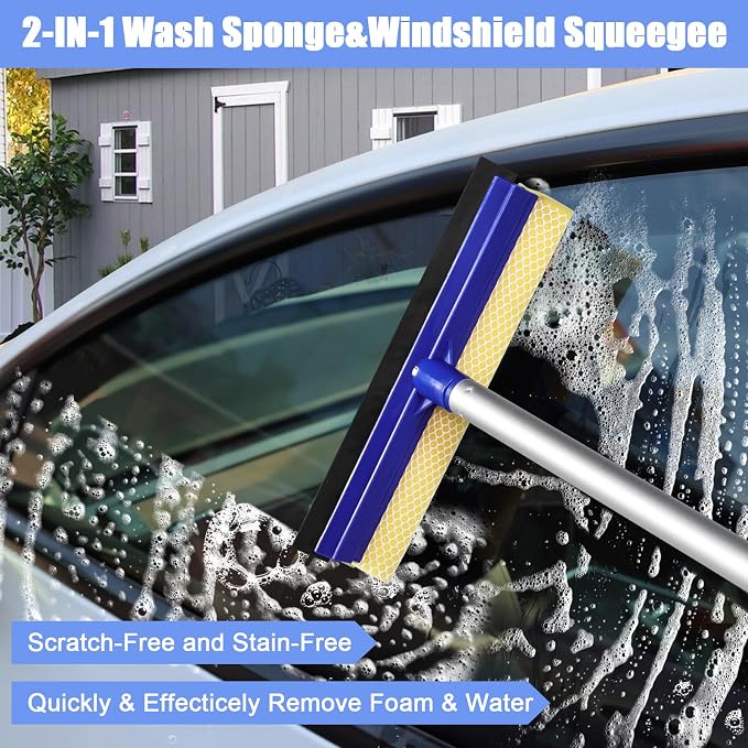 anngrowy 56.7" Car Wash Brush Mop Kit Mitt Sponge - Image 3