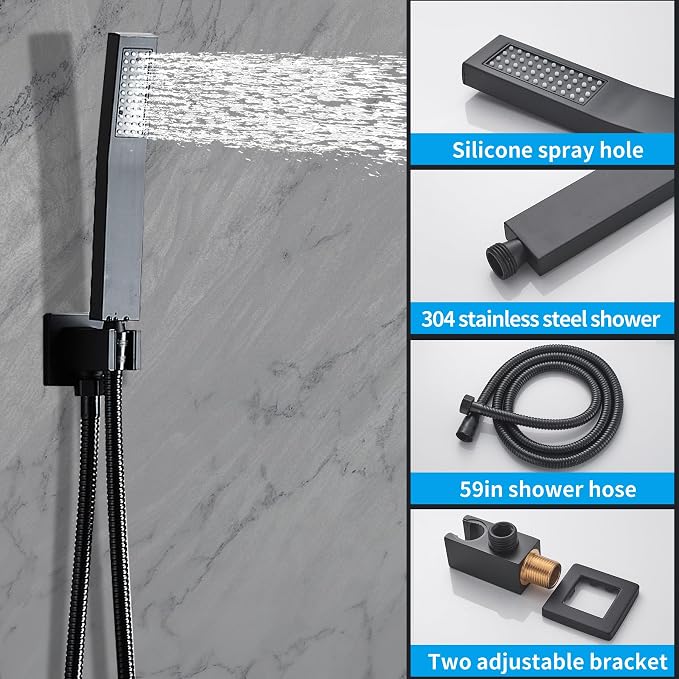 12 inch Matte Black Shower System - Image 5