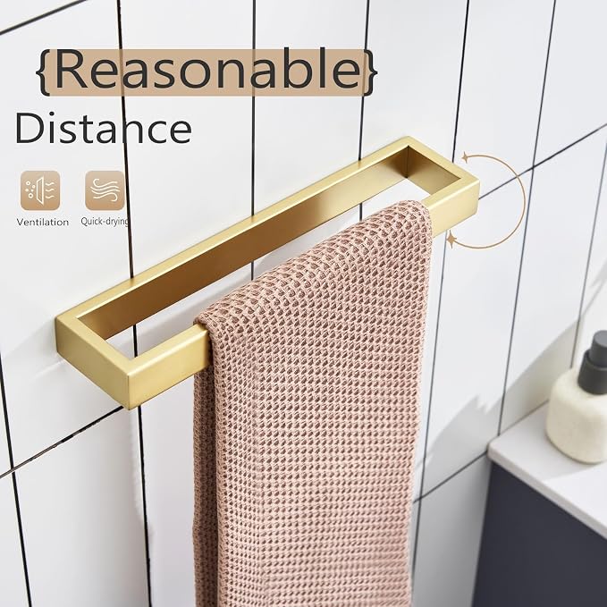KOKOSIRI Towel Bar Brushed Gold Hand Towel Holder 12 Inch Kitchen Towel Hanger - Image 8
