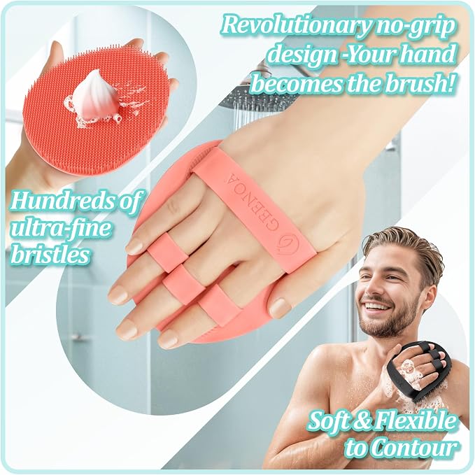 Soft Silicone Bath Gloves 4PC, 360° Anti-slip & Enlarged Silicone Body Scrubber - Image 5