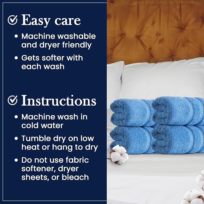 HALLEY Turkish 4 Pack Premium Hand Towels 650 GSM Highly Absorbent Super Soft - Image 6