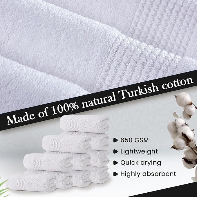 HALLEY Turkish Cotton Towels Washcloths Super Soft Highly Absorbent 100% Cotton - Image 6