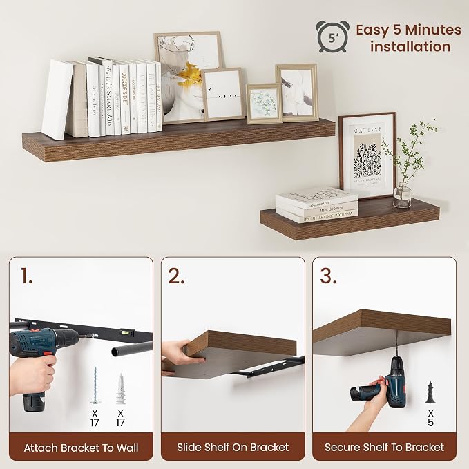 Vivelove 12 Inch Deep Floating Shelves - Image 8