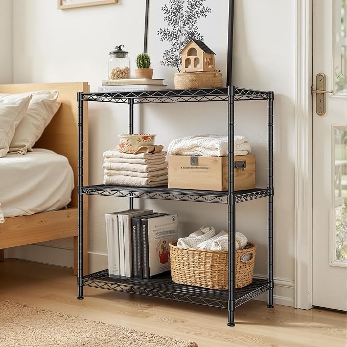 3 Tier Storage Shelves Metal Shelving Unit, Adjustable Wire Rack Pantry Kitchen - Image 2