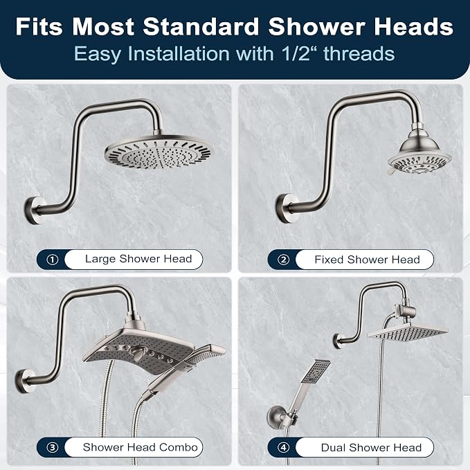 BRIGHT SHOWERS 13 Inch Shower Head Extension Arm - Image 5