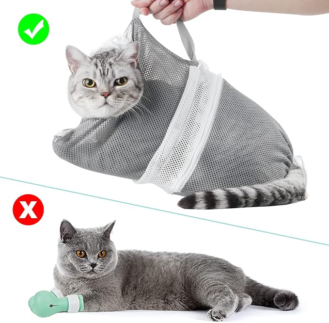 Cat Bathing Bag Adjustable Cat Grooming Net Bag Anti-bite & Anti-Scratch Cat - Image 7