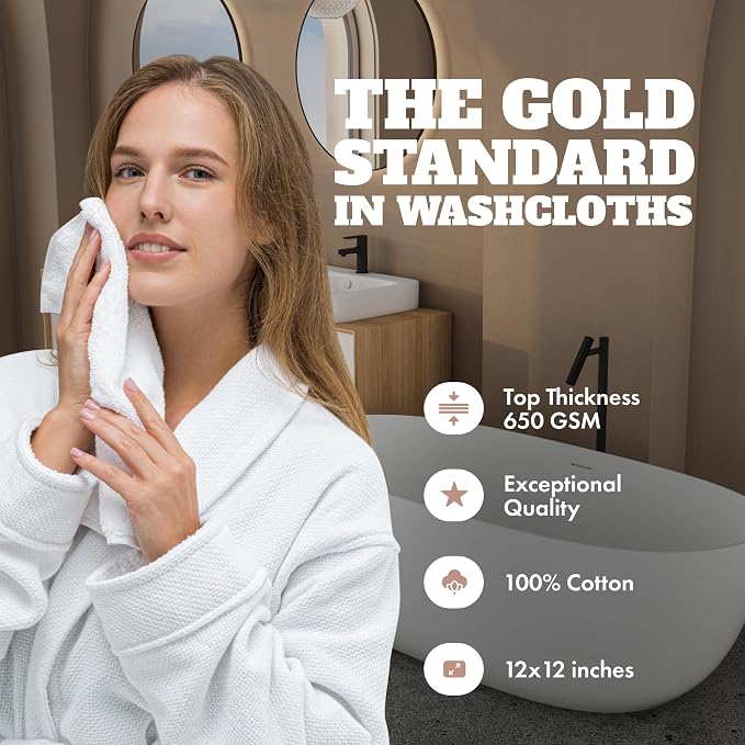 Wealuxe White Washcloths 48 Pack - Image 2