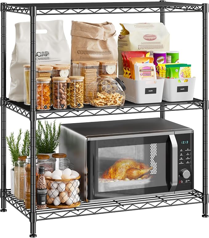 3 Tier Storage Shelves Metal Shelving Unit, Adjustable Wire Rack Pantry Kitchen by Durayloly