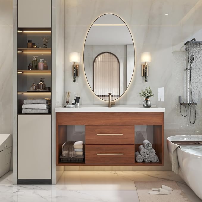35.4" Bathroom Vanity with Sink Combo Set, Solid Wood Frame Bathroom Storage - Image 7