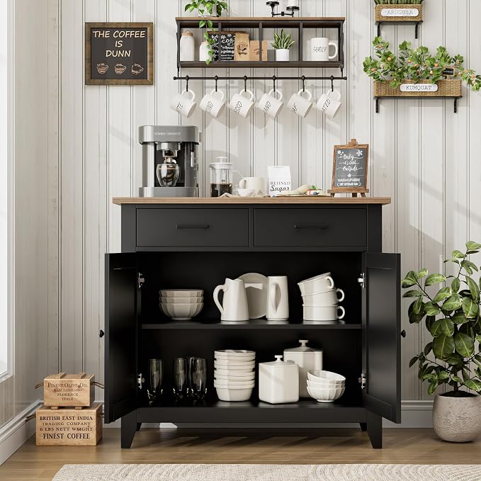 HORSTORS Kitchen Storage Cabinet, Modern Farmhouse Buffet Cabinet - Image 7
