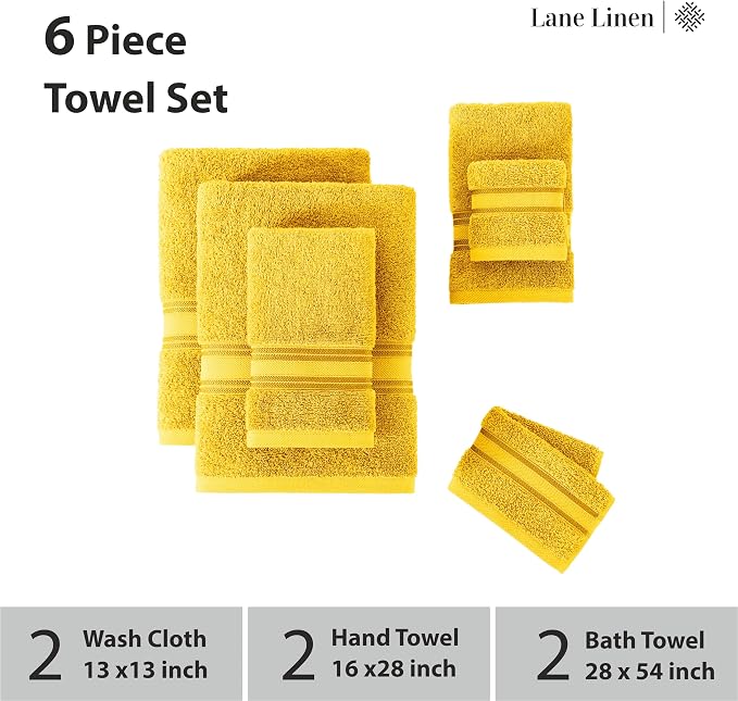 LANE LINEN Luxury 6-Piece Bath Towel Set - Image 3
