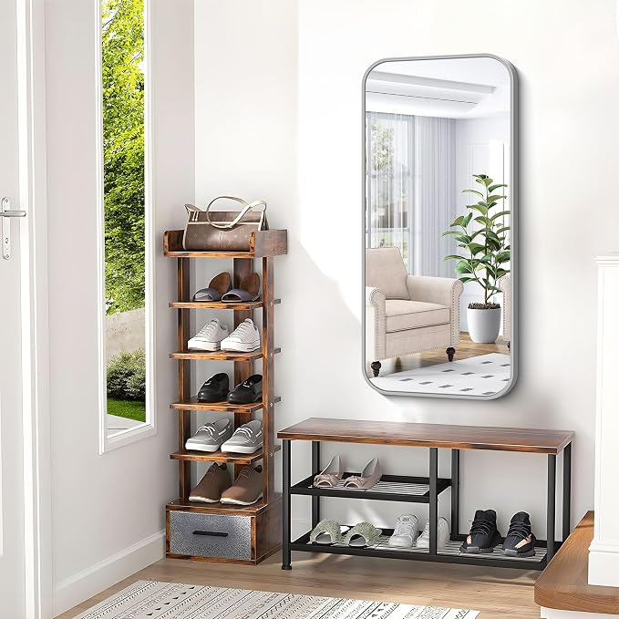 BONEWEI Silver Bathroom Mirror, 20x40 inch Wall Mirror - Image 5