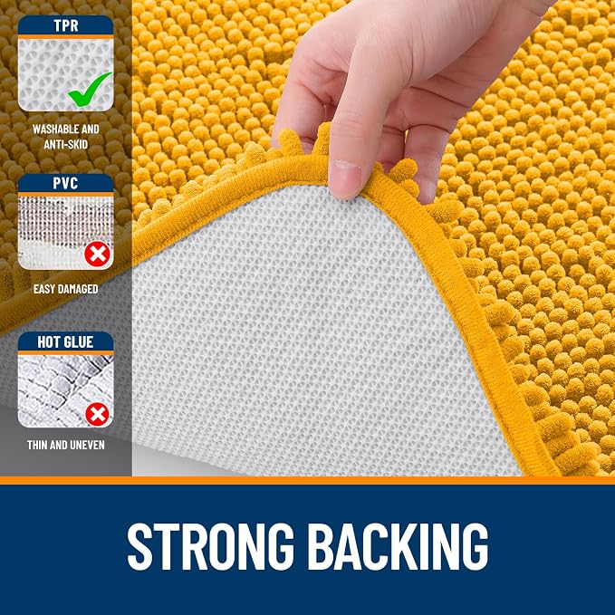 OLANLY Bathroom Rugs 36x24, Extra Soft Absorbent Chenille Bath Rugs, Rubber - Image 6