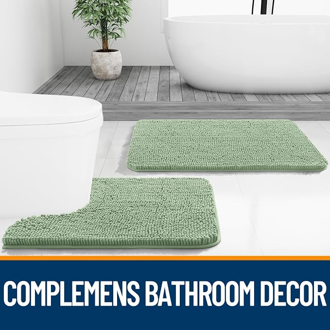 OLANLY Bathroom Rugs 59x24, Extra Soft Absorbent Chenille Bath Rugs, Rubber - Image 7