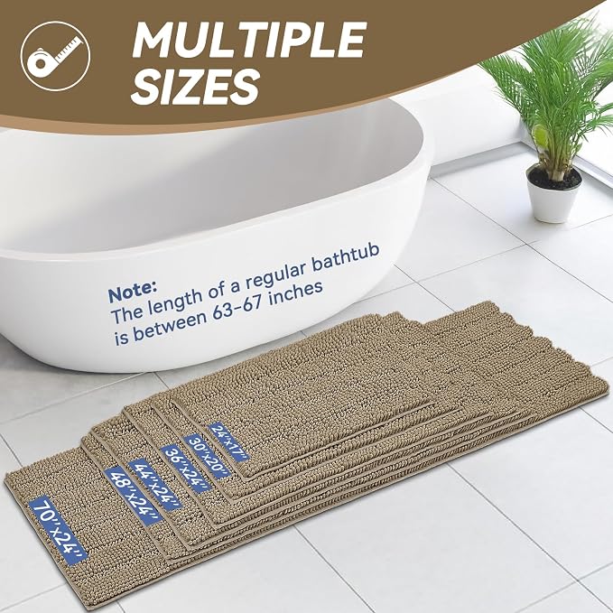 Bcoimo 24"×17" Chenille Bath Mat – Non-Slip - Image 2