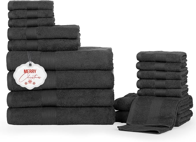 Ample Decor Bathroom Towel Set of 18-4 Hand Towel, 4 Bath Towel, 10 Wash Cloths by AmpleDecor