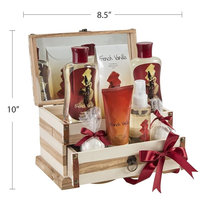 French Vanilla Bath Set Essential Bath and Body Basket: 2 Vanilla Bath Bombs - Image 3