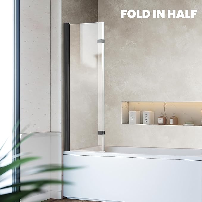 Bathtub Folding Shower Glass Door, Matte Black - Image 7