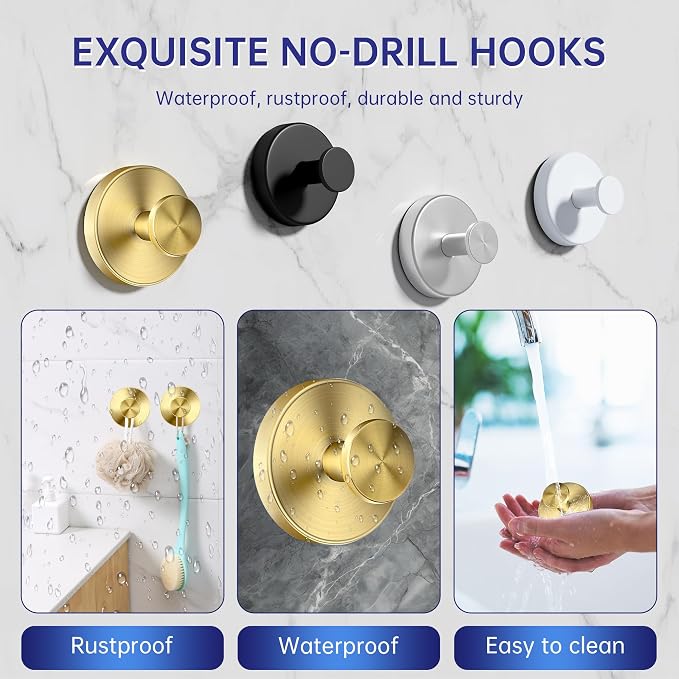 luckin smile Suction Cup Hooks for Shower, No-Drill Removable Towel Hook for - Image 6