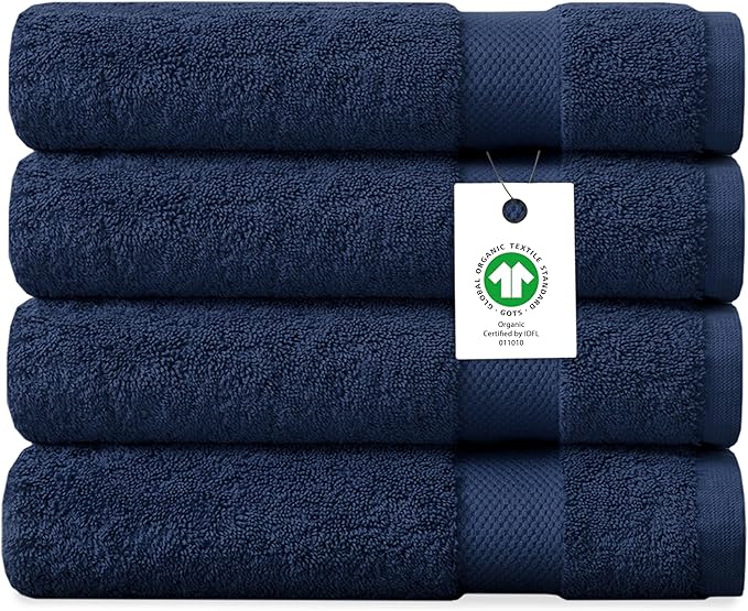Delara Organic Cotton Luxuriously Plush Bath Sheet Pack of 4 | GOTS & OEKO-TEX by Delara
