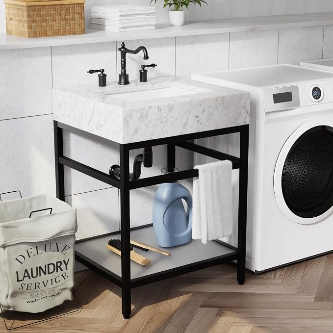 Gesipor Bathroom Carrara Marble Vanity - Image 6
