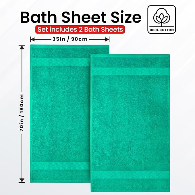 Infinitee Xclusives– Luxury Bath Sheets Towels – 2 Pack 600 GSM– 100% Ring Spun - Image 3