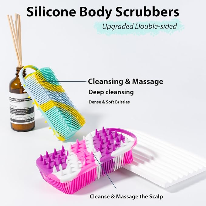 2 PC Silicone Body Scrubber, 2 in 1 Exfoliating Shower Bath Scrubber, Soft - Image 2
