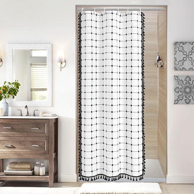 MitoVilla 36 x 72 Small Stall Boho Shower Curtain Set, Half Size Cloth Shower by MitoVilla