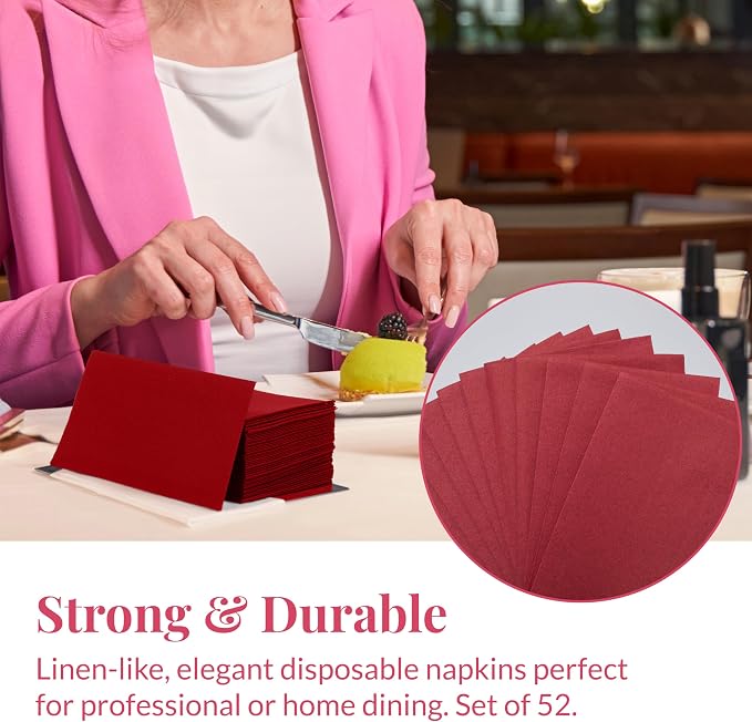 Prestee Red Napkins for Table - Image 6