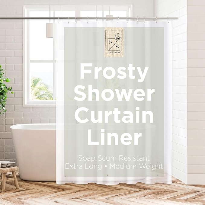 Stitch & Stone Shower Curtain Liner, Premium Medium Weight Durable Waterproof by MainstreamInternational