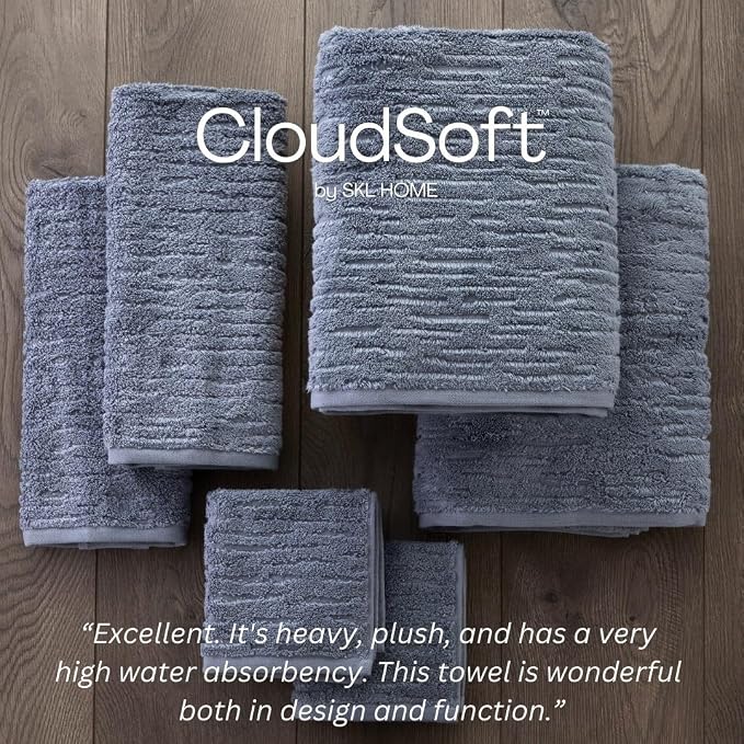 SKL Home CloudSoft Cotton Luxury Bath Towel, Smoke Blue - Image 5